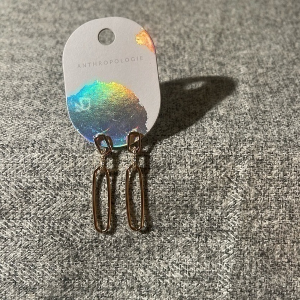 Anthropologie Pavé Paperclip Earrings. NEW